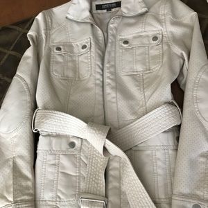 Kenneth Cole Faux Leather Jacket, sz S, Ivory